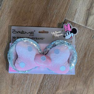 New Disney 3D Mini Mouse Spa Headband in Polka Dot Pink With Sequins NWT